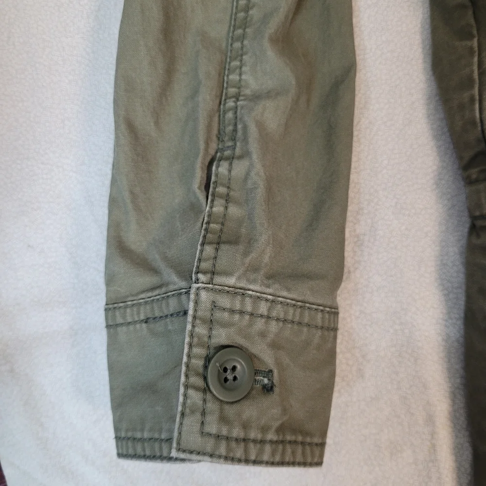 Old Navy Olive Utility Drawstring Jacket 100% cotton Full Zip Military- Womens S